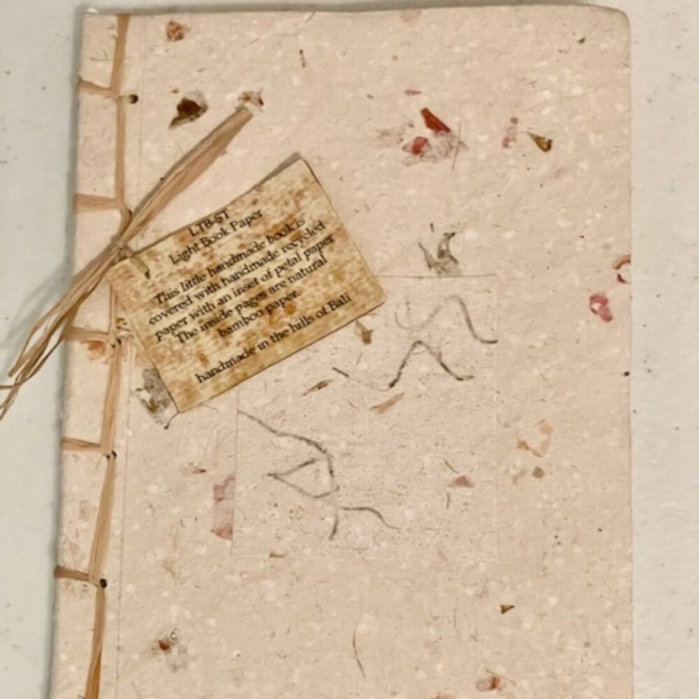 Hand made Bali Balinese Flower journal notebook bamboo paper Raffia Straw Eco